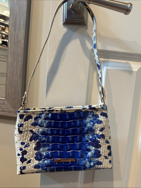 Brahmin Handbags - Brahmin Blue and White and Cream Croc-Embossed Shoulder Bag